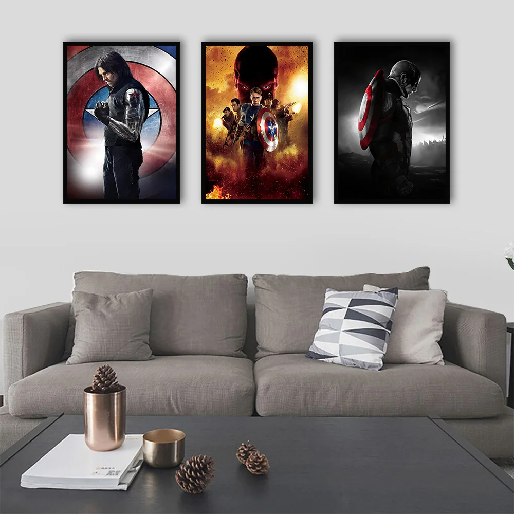 الأبطال الخارقين للجدران من MINISO-Marvel قماش جدارية ، المنتقمون كابتن أمريكا ، ملصقات فنية زخرفية لغرفة المعيشة وغرفة النوم ، مطبوعات عالية الدقة #1