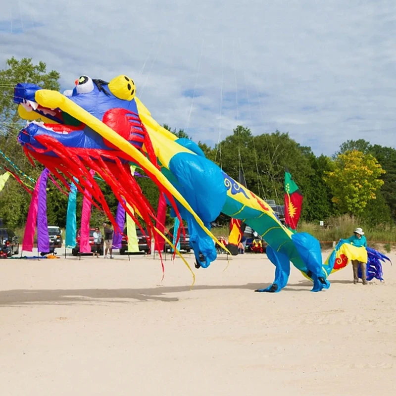طائرة ورقية تنين بطول 15 مترًا للبالغين، طائرة ورقية احترافية للرياح، طائرات ورقية ناعمة، طائرات ورقية صينية تقليدية، لعبة طائرة ورقية بحبل كيفلر