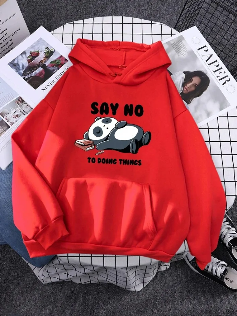 

Fashion Sweatshirts For Women Hoody Sleeping Panda Says No Printing New Womens Hoodie Oversized Warm Female Hoodies Streetwear