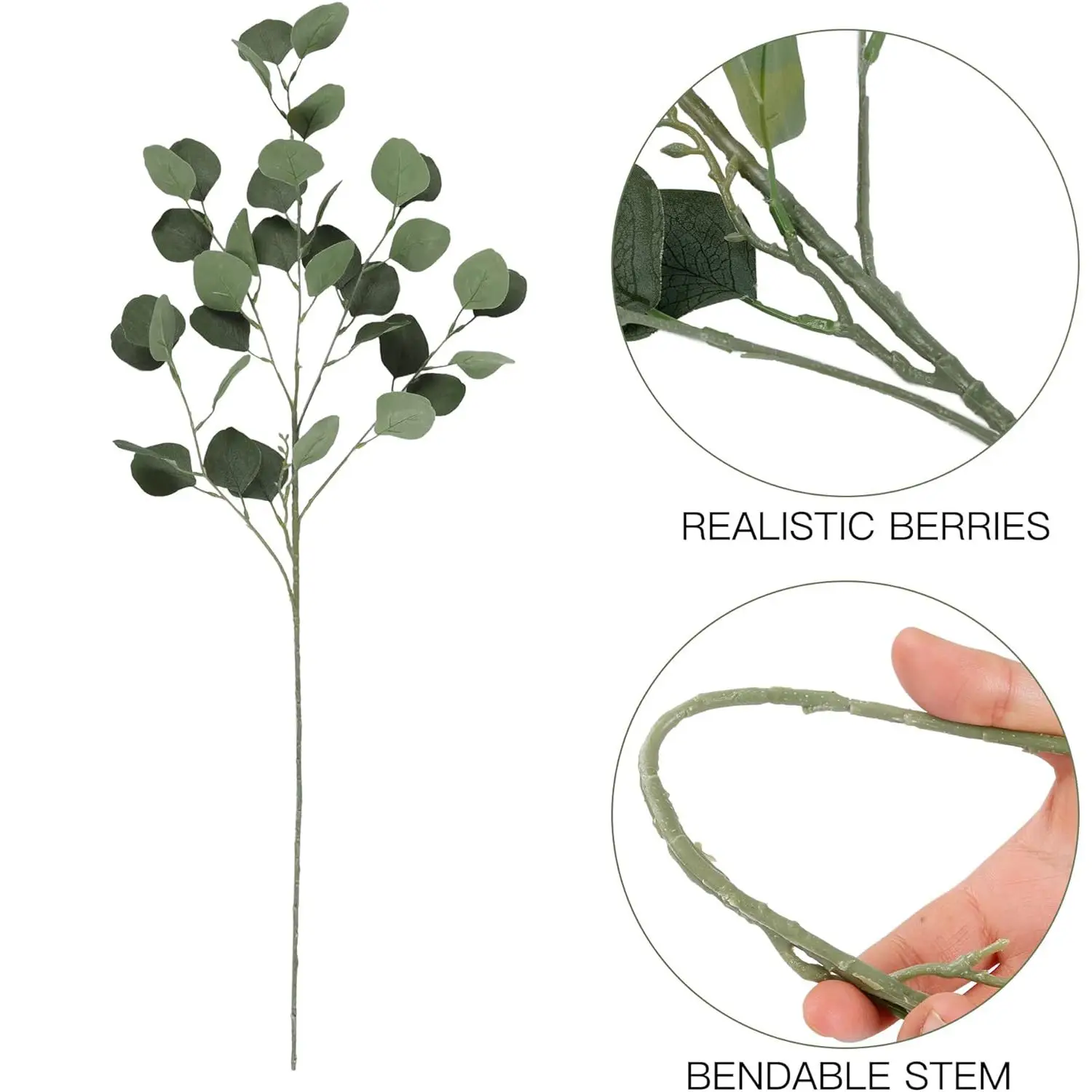 Künstliche Pflanzen Seiden-Eukalyptus-Langstängel-Kombination Brautsträuße Hochzeit Heim Zimmer Tisch DIY Vasen Hübsche Dekoration Bestseller – Detail 7