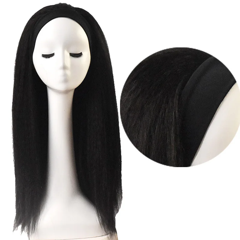 Ijs Zijde Haarband Pruik Afrikaanse Mode Yaki Lang Steil Haar Trend Hoofddeksel Hoofdband Pruik Natuurlijke Stijl