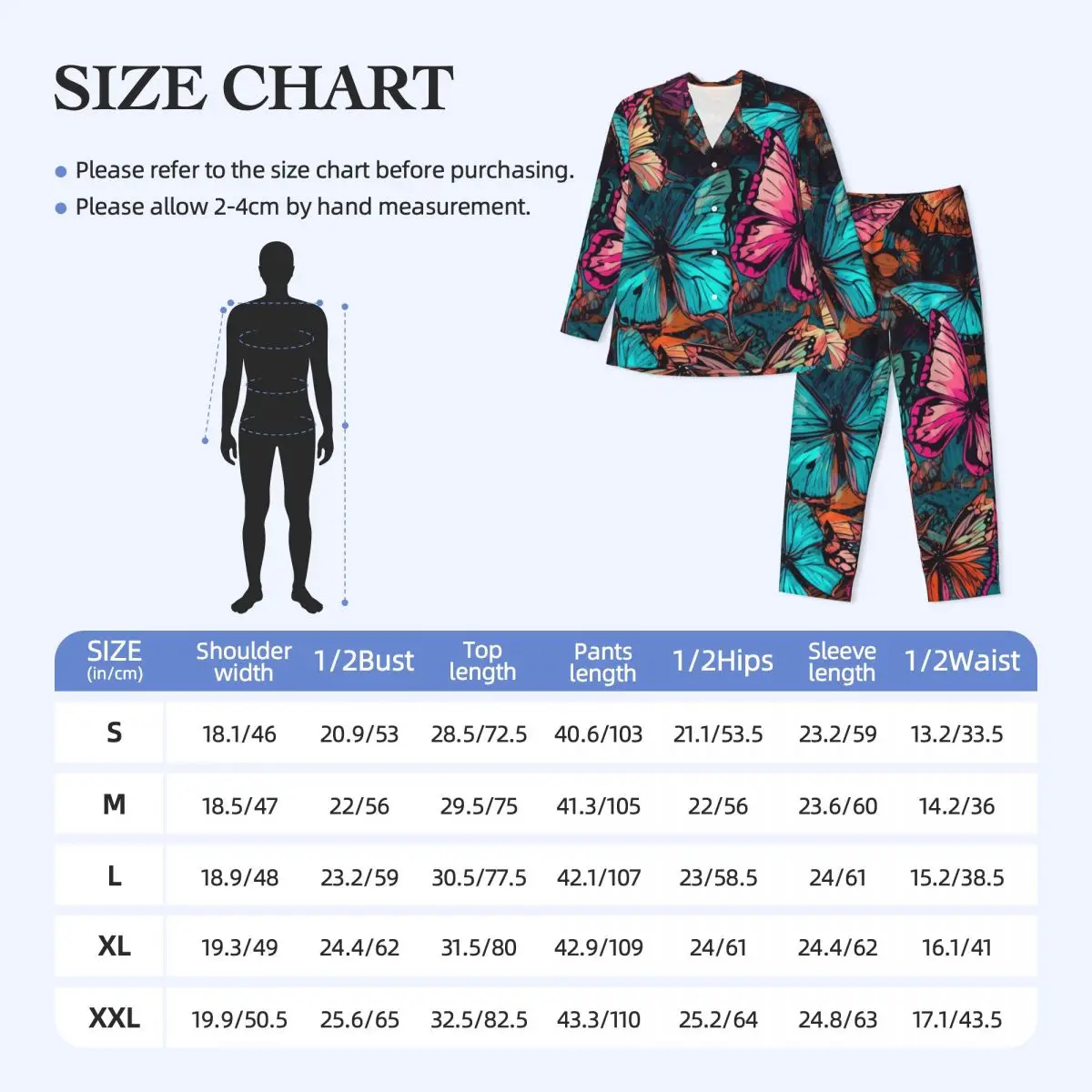 Aquarela borboletas pijamas masculino animal impressão na moda sono pijamas primavera duas peças casual oversize gráfico conjuntos de pijama