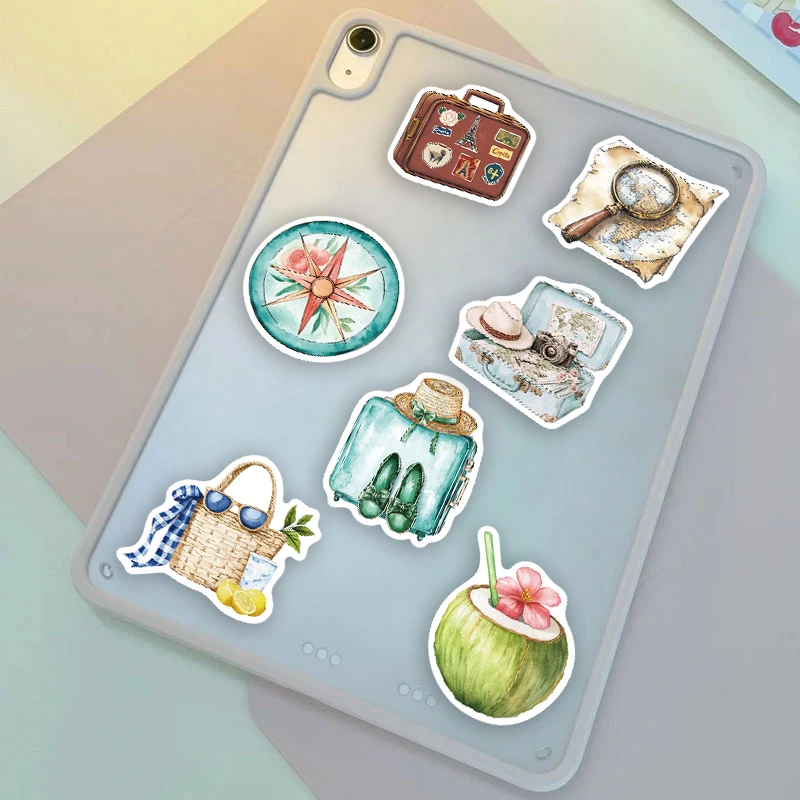 50 قطعة من ملصقات موضوع السفر DIY جراب هاتف الكمبيوتر المحمول زجاجة ترمس لعبة ملصقات