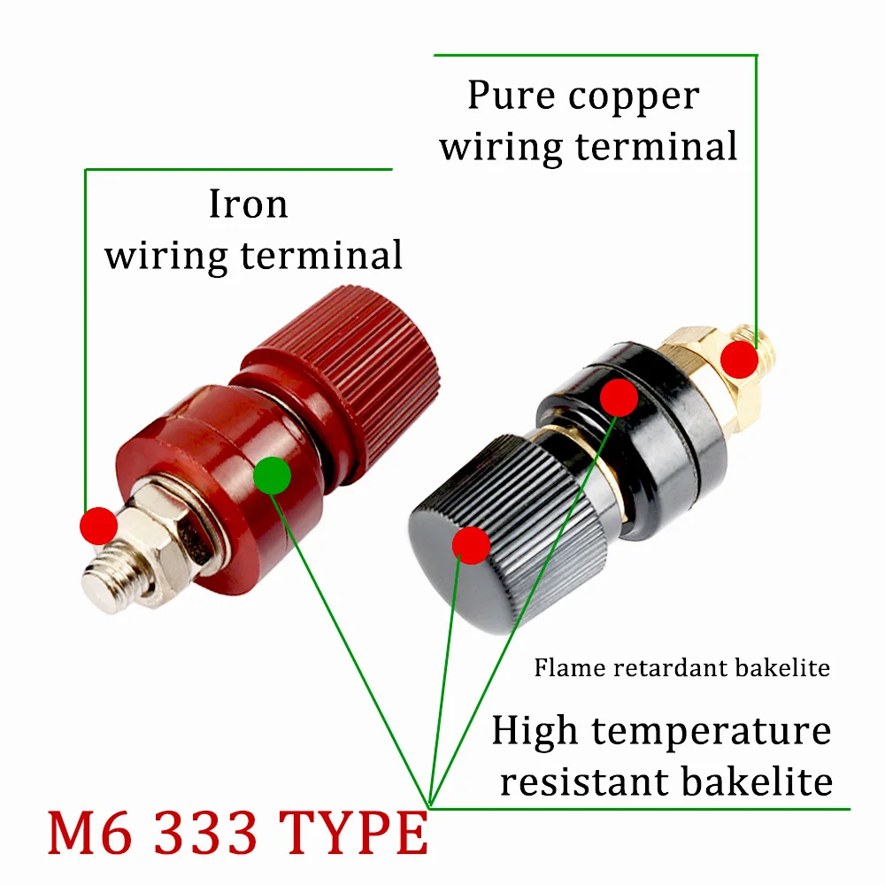 1 para miedzianych M6 333 zacisk złącze zaciskowe bananowych 6mm spoina gwintowa inwertor moc zasilania złącze wcon do gniazda łącznikowego