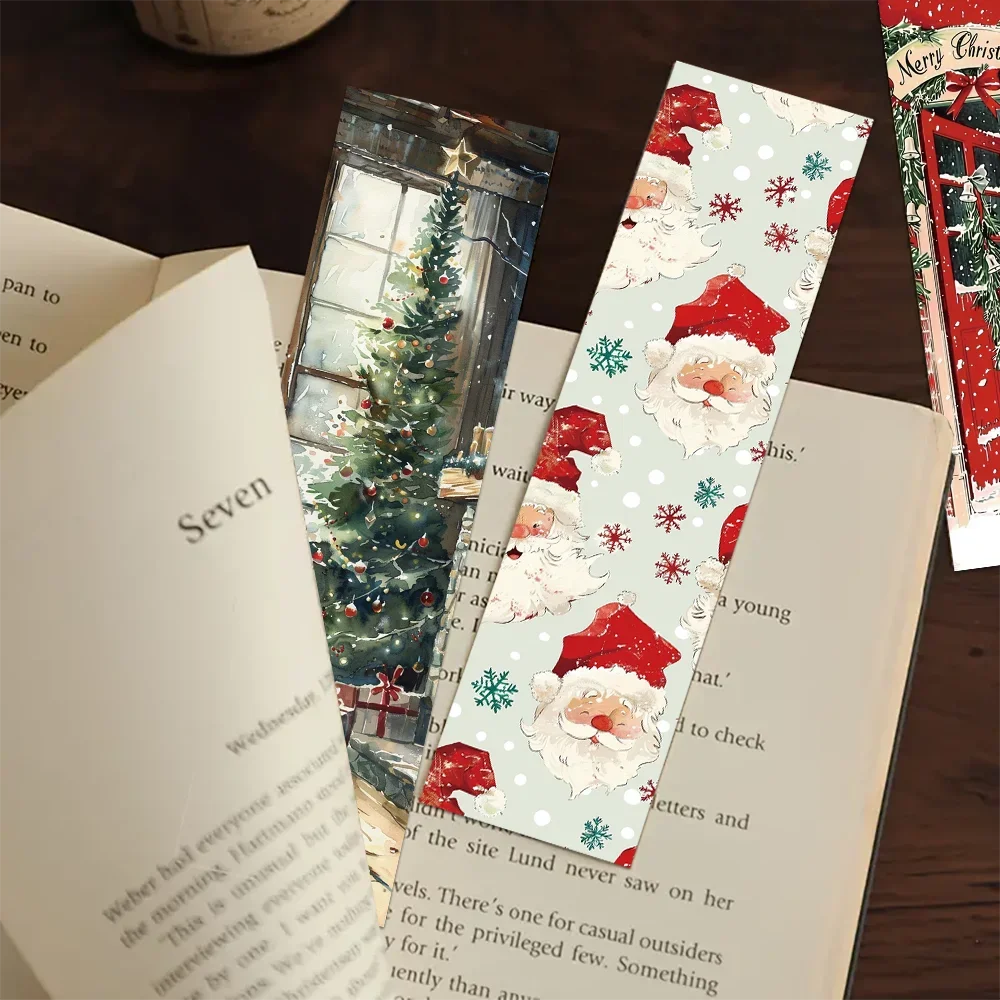 30 pçs marcadores de natal páginas de leitura livros marcação estudantes presentes criativos dos desenhos animados decorações de papai noel diy marcadores suprimentos