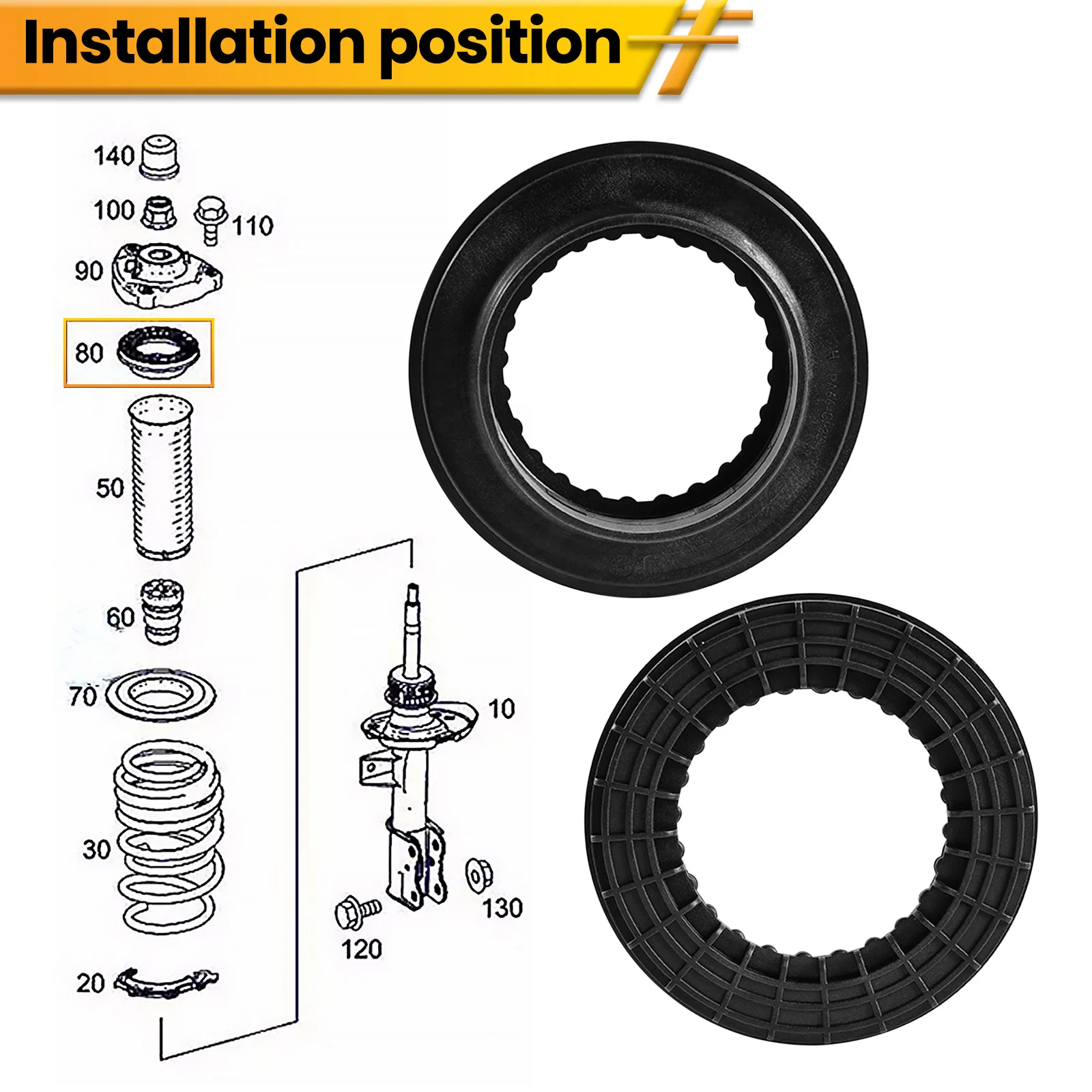 Front Suspension Strut Top Mount Bearing For Mercedes-Benz A-Class B-Class 2011 - 2018 CLA E-Class SLK SLC E200 E250 A2049810025