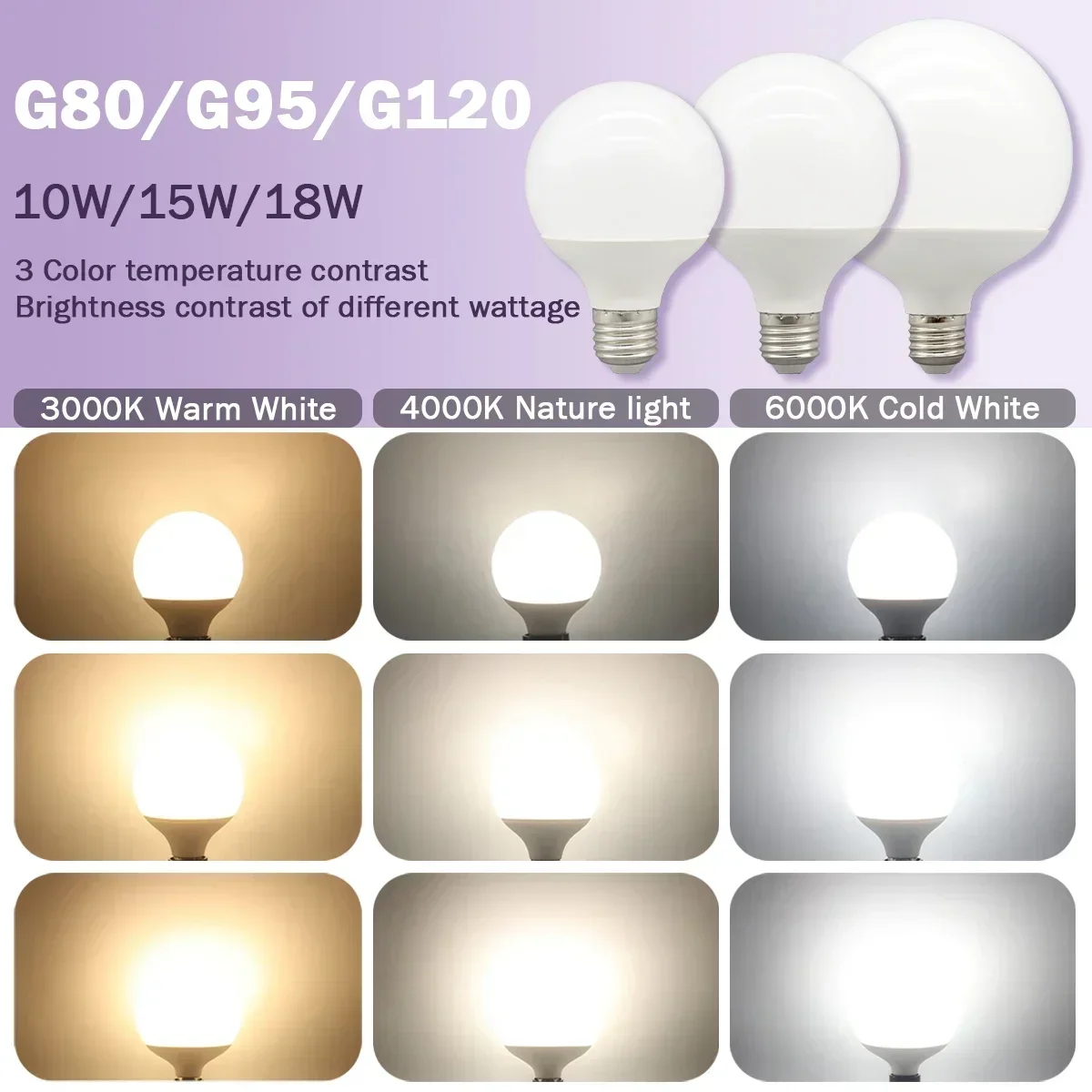 3 قطعة توفير الطاقة RA90 18 واط 15 واط 10 واط LED لمبة E27 G80 G95 G120 الضوء العالمي Lampada أمبولة مصباح ليد لمبات الأبيض الدافئ الأبيض LED