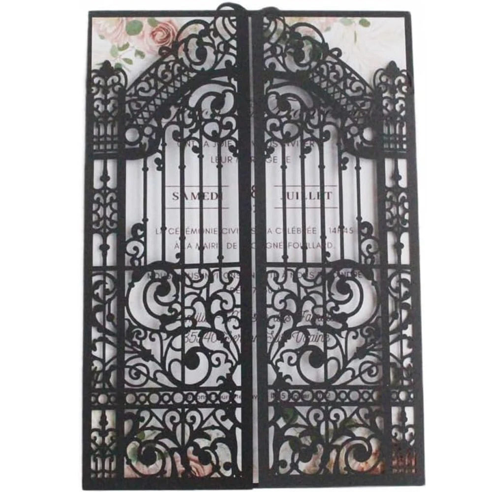 

8 Colors Gate Invitation Castle Laser Cut Card For Wedding Engagement Mermaid Birthday Party 25 Sets