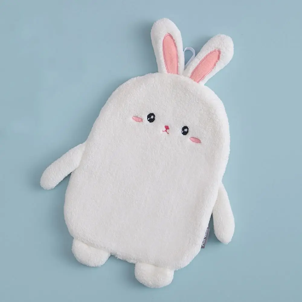 Kitchen Coral Velvet Hand Towel Cartoon Rabbit Quick-Dry Hanging Towel Wipe Cloth Super Absorbent Wipe Cloth