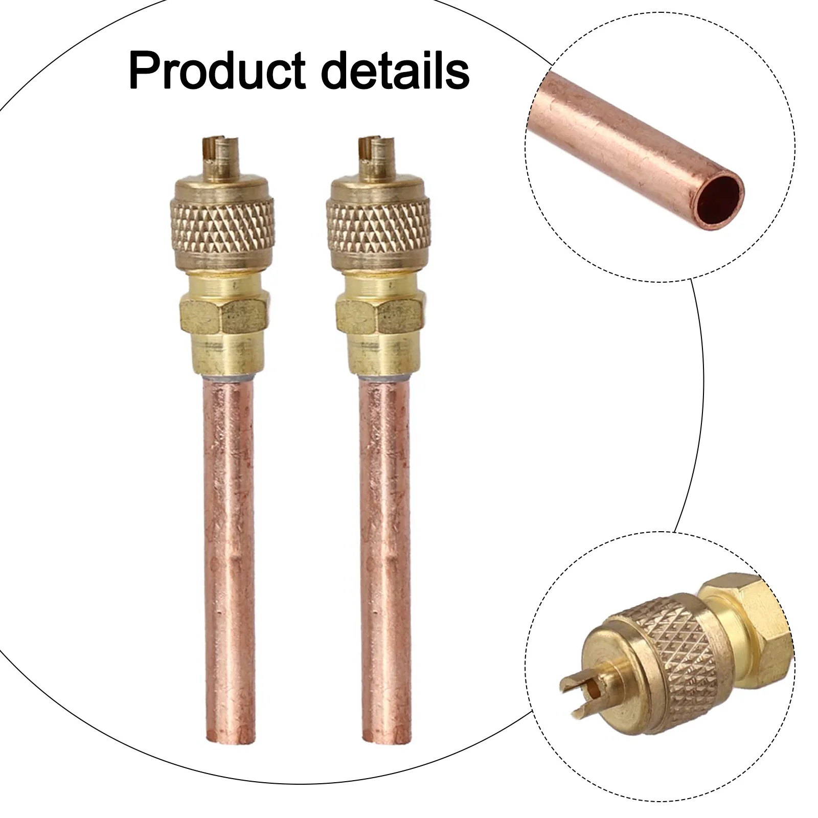 Set of 2 Refrigeration Maintenance Valves 14 SAE x 14 OD x 78mm Stem Core Compatible with Air Conditioners and Refrigerators