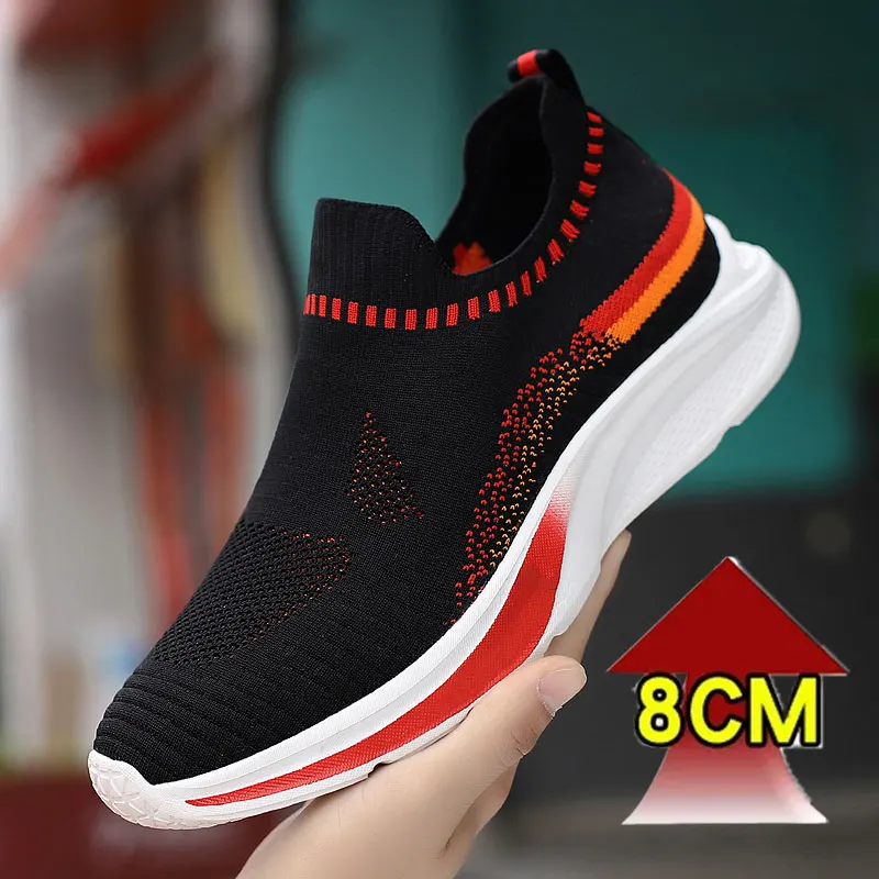 Zapatos de alta calidad para hombre, zapatillas deportivas informales blancas, plantillas invisibles para aumentar la altura, 6cm