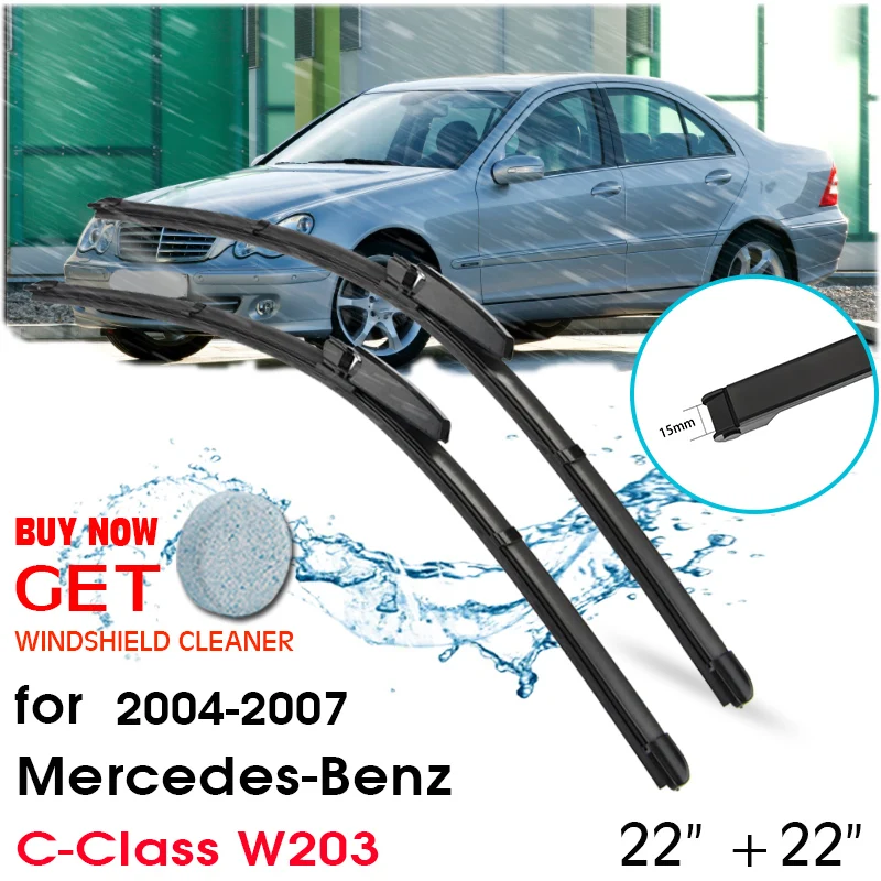 

Car Front Window Windshield Rubber Silicon Refill Wiper For Mercedes-Benz C-Class W203 2004-2007 LHD/RHD 22"+22" Car Accessories