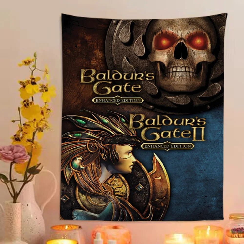 B-Baldur's Gate Game Hanging Bohemian Tapestry Hanging Tarot Hippie Wall Rugs Dorm Japanese Tapestry