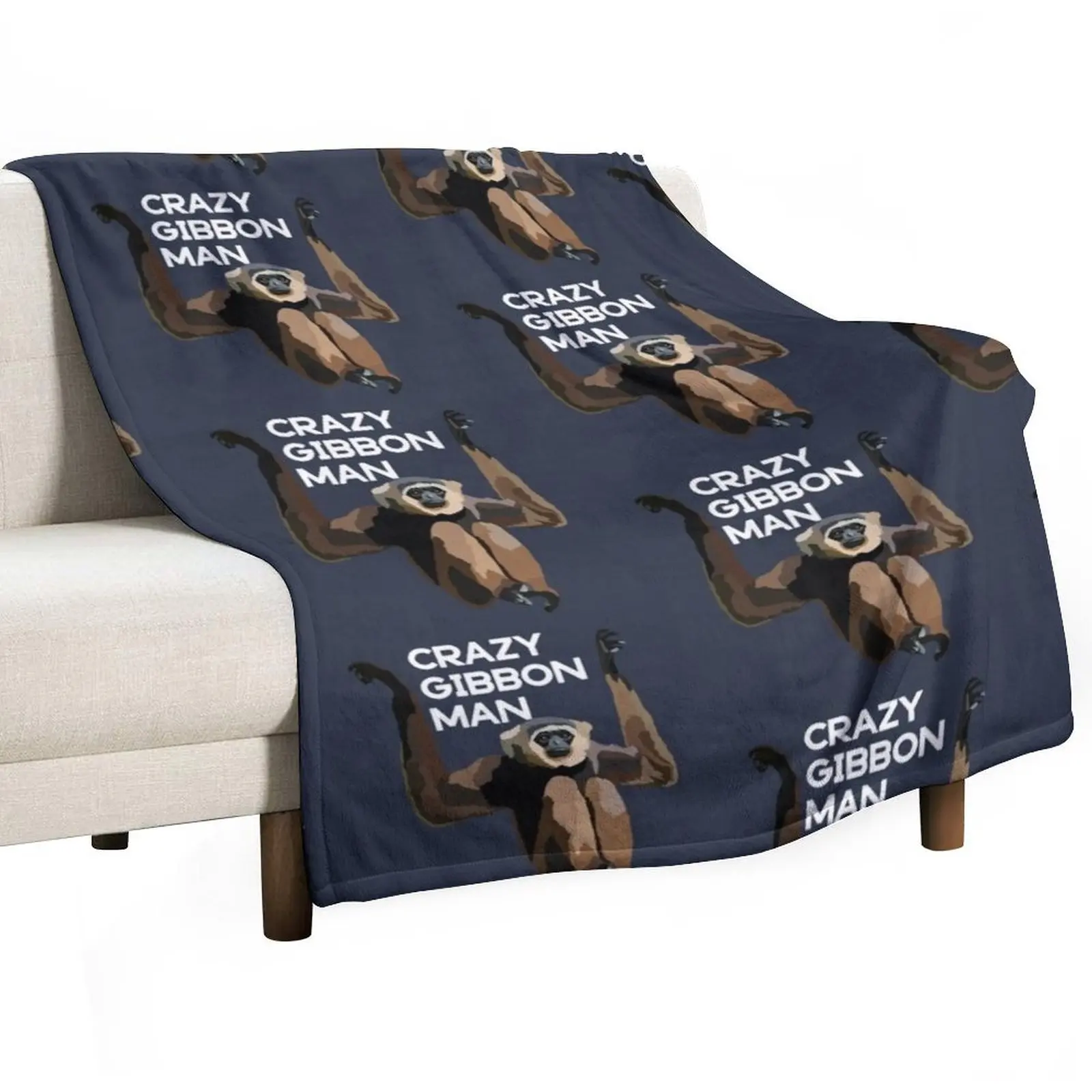 

Crazy Gibbon Man Throw Blanket Travel Summer Cute Plaid Bed linens Blankets