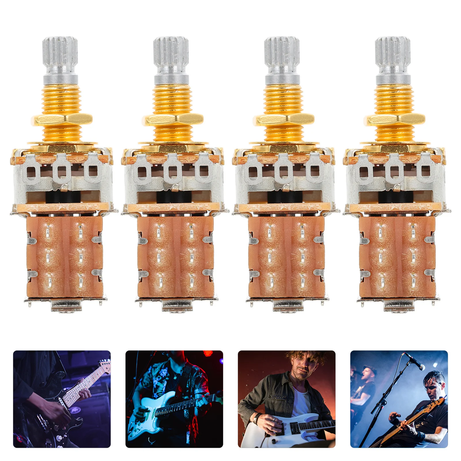 

4 set Electric Guitar A250K Potentiometer Upgraded Metal Parts Stable Installation Wear Resistant Guitar Modified Parts Musical