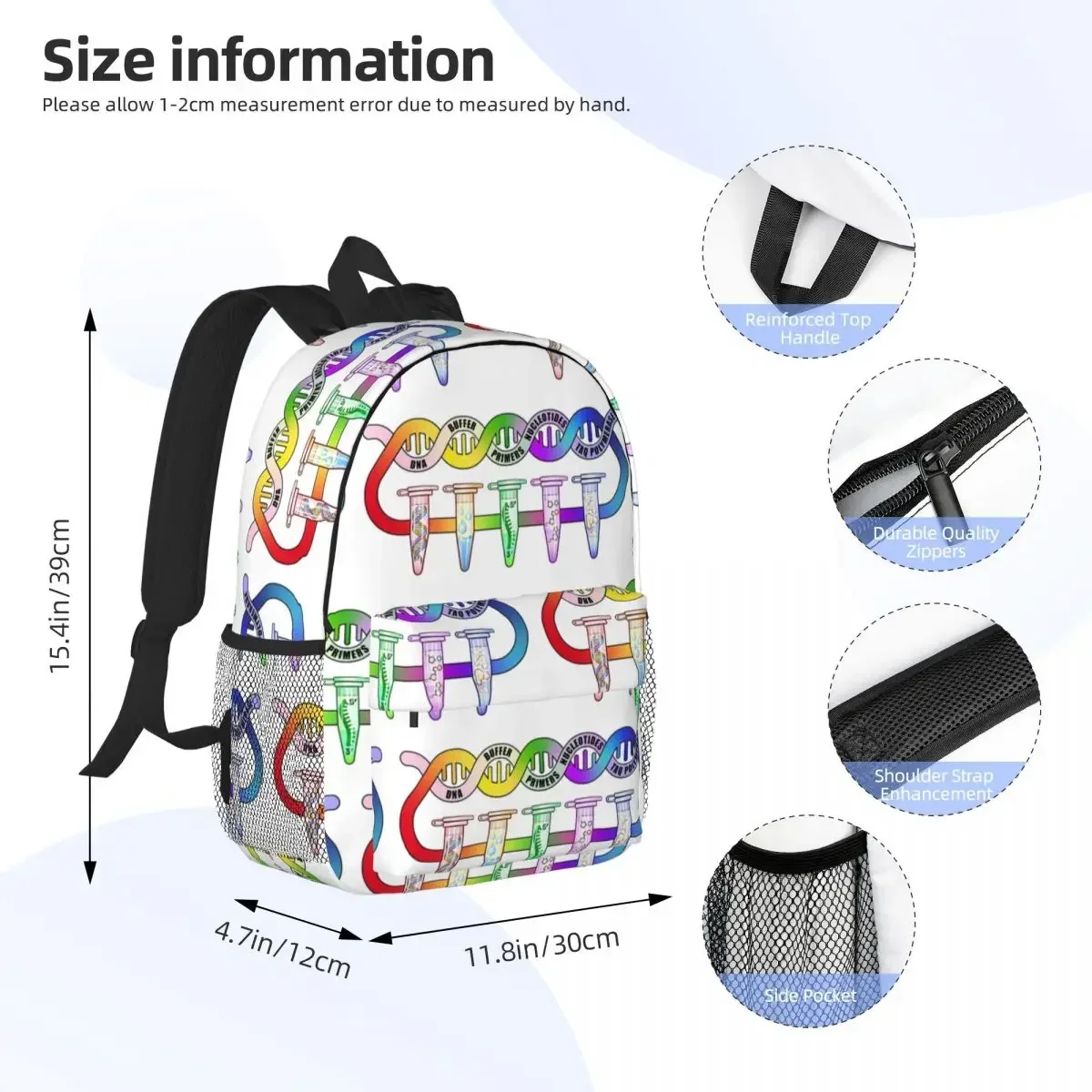 Tubos de pipeta biologia ciência mochilas meninos meninas bookbag estudantes sacos escolares viagem bolsa ombro grande capacidade