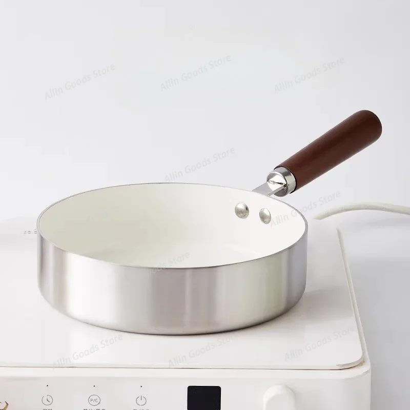 Flat Bottomed Baby Food Pot Large Capacity Small Frying Pan Simple Kitchen Ceramic Non Stick Pot Household Breakfast Pancake Pan