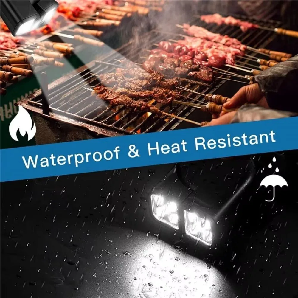 New Rotatable Double Head Grill Light Portable Heat-resistant LED Cycling Lighting Outdoor Waterproof BBQ Lamp