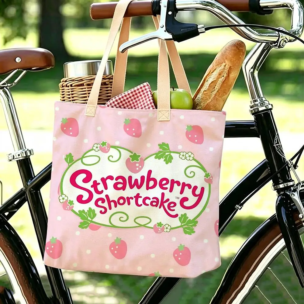 Animierte Strawberry Shortcake Tragetasche, Große Schultertasche, Damen-Freizeithandtasche für Arbeit, Schule und Einkaufen – Detail 14