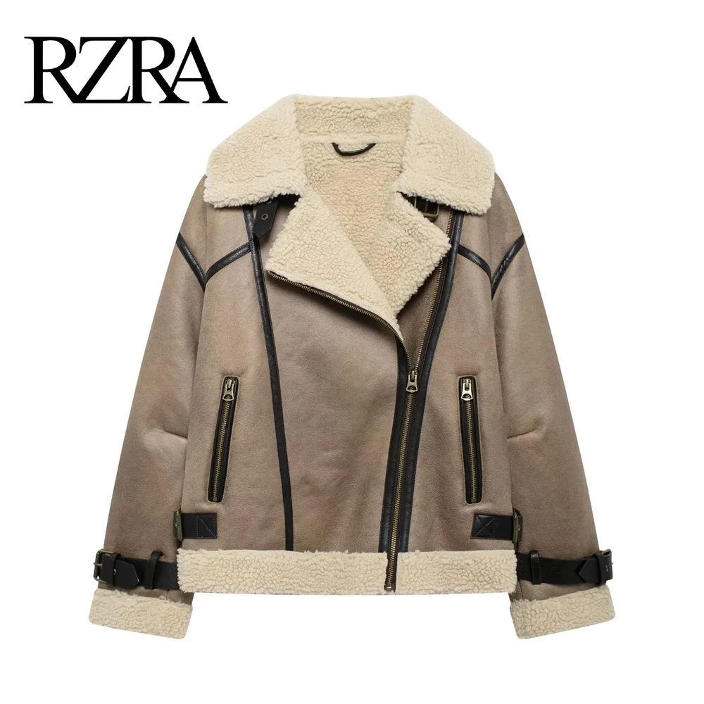 

RZRA2024 autumn and winter new women's wear lapel strap hem double-sided jacket coat fur one-piece fashionable and versatile