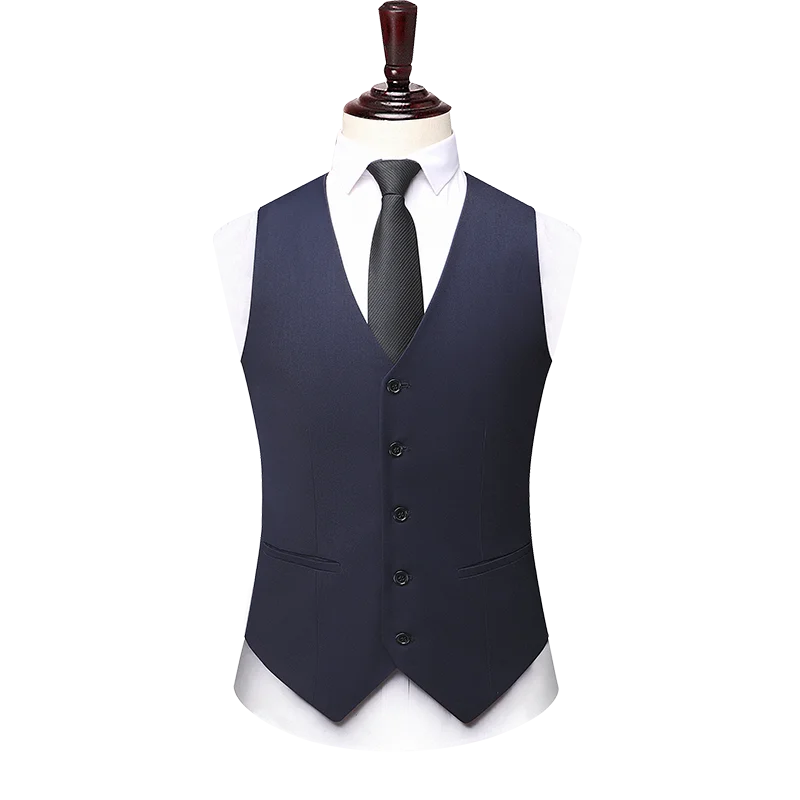 High Quality Male Dress Suits Vest Casual Business Clothing Single Breasted Vests Coat Men\'s Gray Black Suit Waistcoat