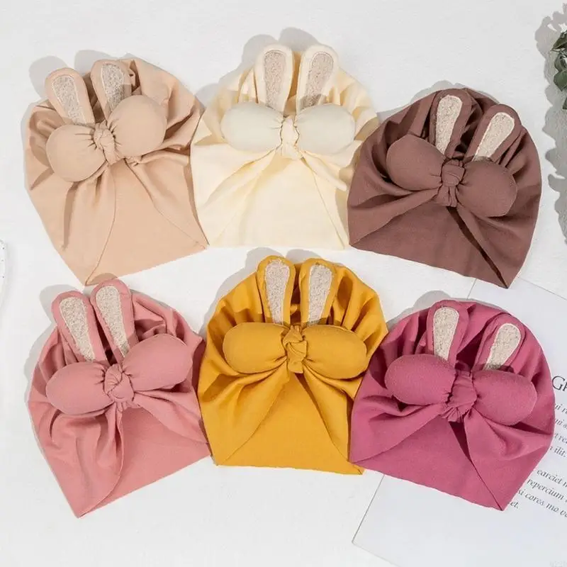 

Q22D Baby Hat Unisex Baby Muslin Hat Bowknot Skull Hats Infant Windproof Headwear Fashion Headdress Photo Accessories