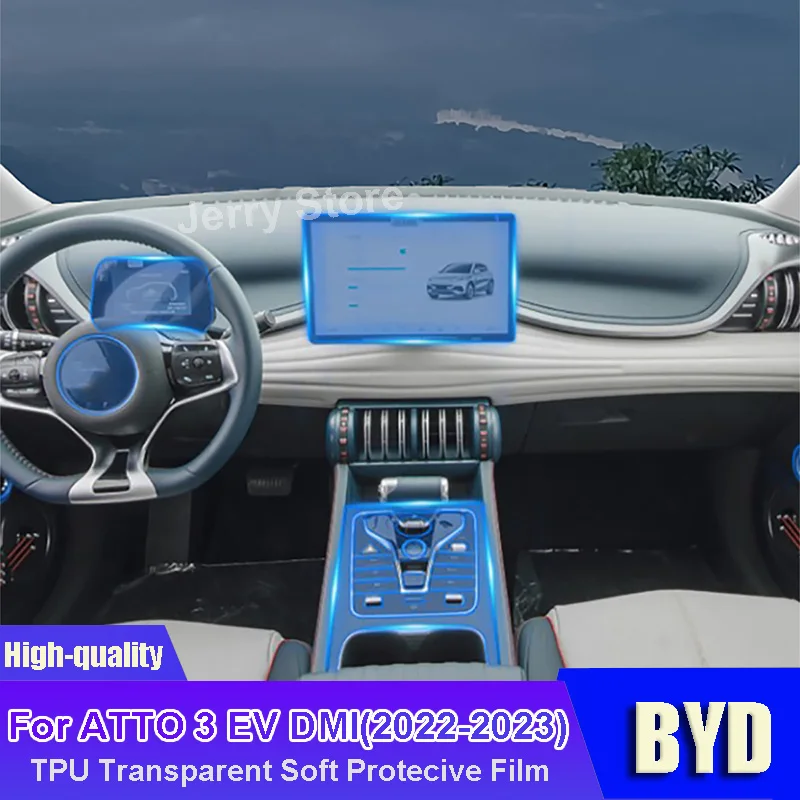 

Для BYD ATTO 3 EV DMI (2022-2023) Автомобильная интерьерная центральная консоль прозрачная Строительная наклейка для ремонта от царапин