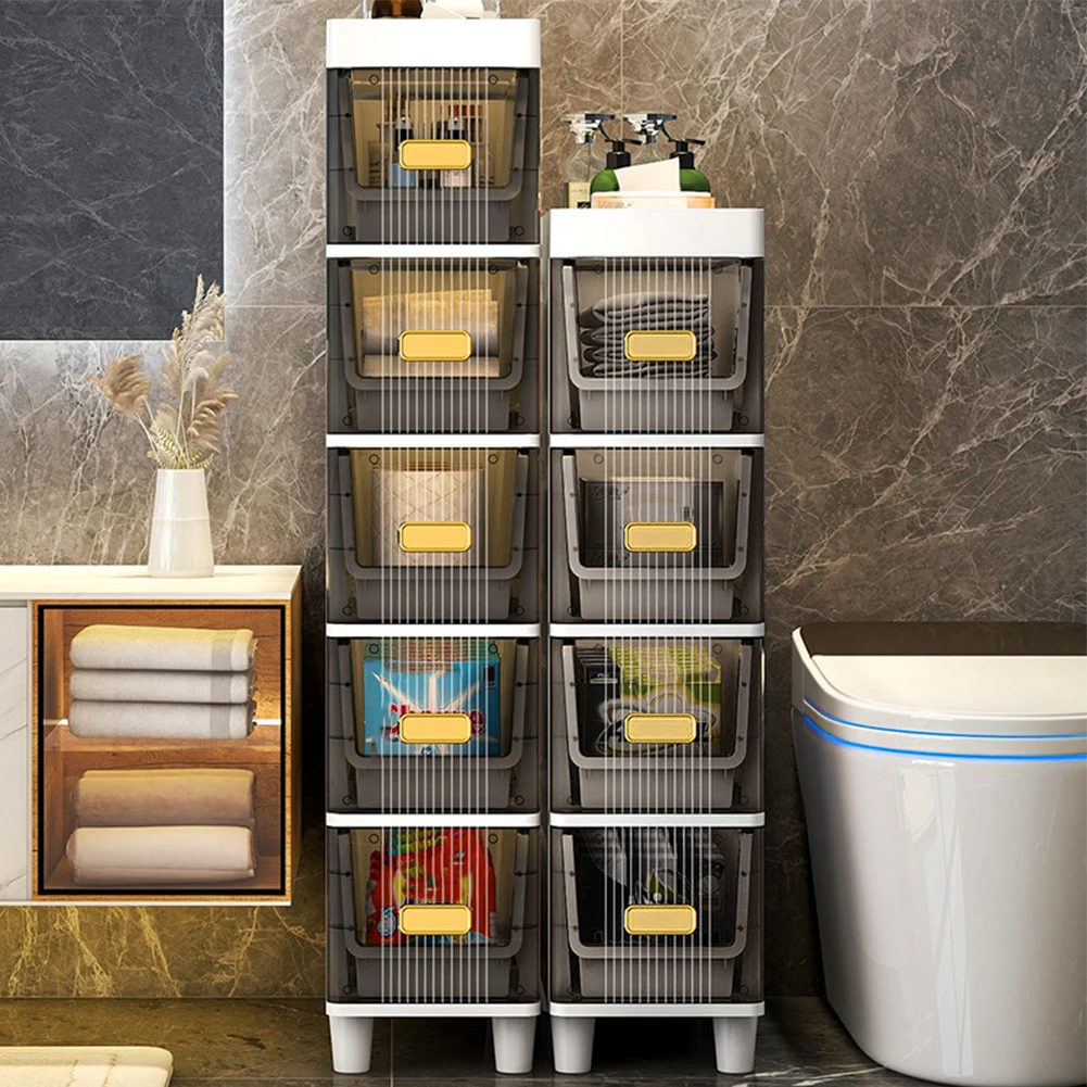 Bathroom Crevice Cabinet 4/5 Tier Waterproof Light Luxury Bathroom Organizer Shelves for Kitchen Bathroom Corner and Small Space