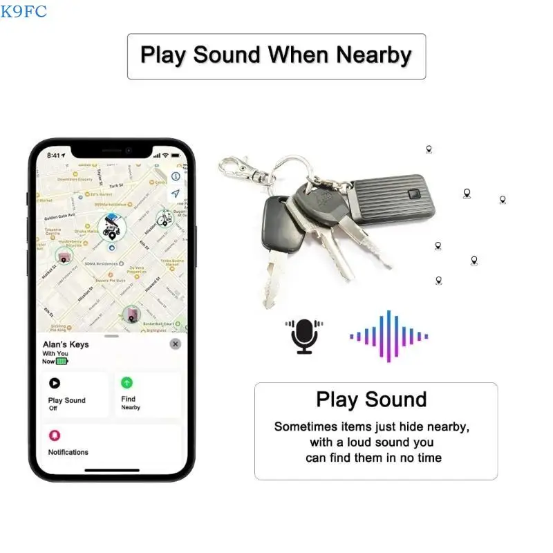 جهاز تحديد المواقع المحمول K9FC المتوافق مع تقنية لتحديد موقع المفاتيح والحقائب، ومدة خدمة البطارية الطويلة #3