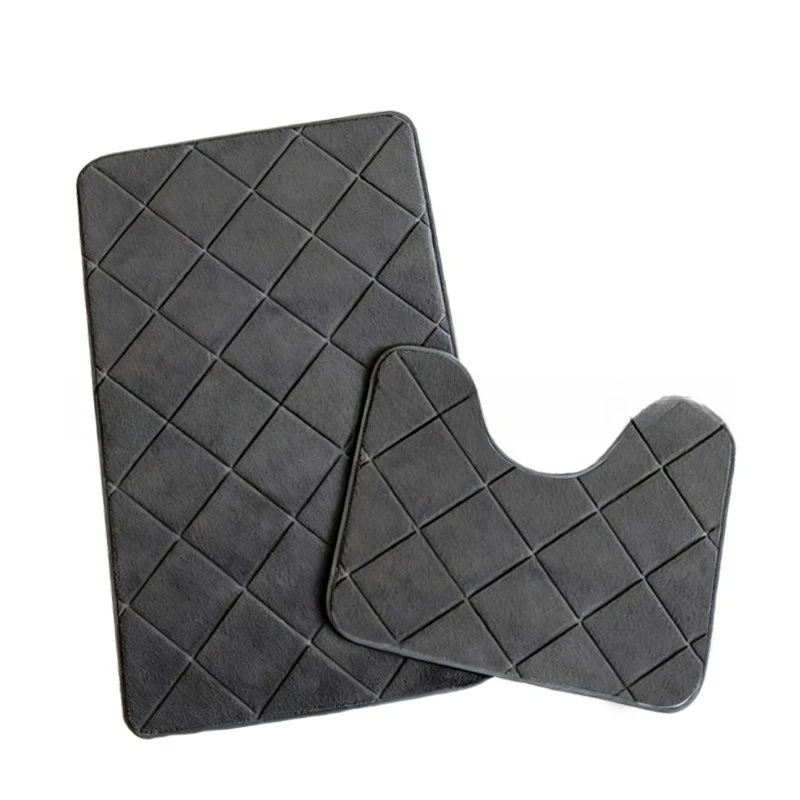 

Набор из двух ковриков из кораллового флиса с тиснением, впитывающие, нескользящие, для ванной комнаты и туалета.