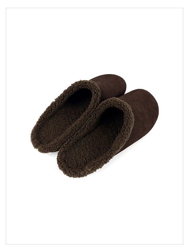 2027 Autumn Winter New Arrival Cow Suede Upper Warm Faux Shearling Lining Mango‑Toe Slip‑on Women's Home Mule Cotton Slippers