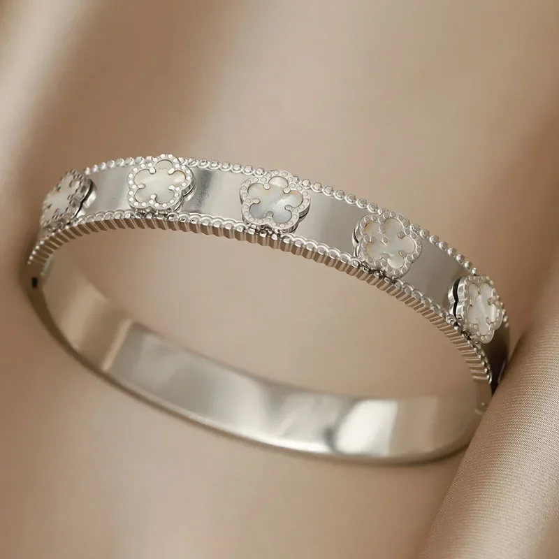 New Sight Stainless Steel Crystal Eyes Bangles&bracelets for Women Fashion Brand Jewelry Flower Leopard Bangle Party Accessories image 3