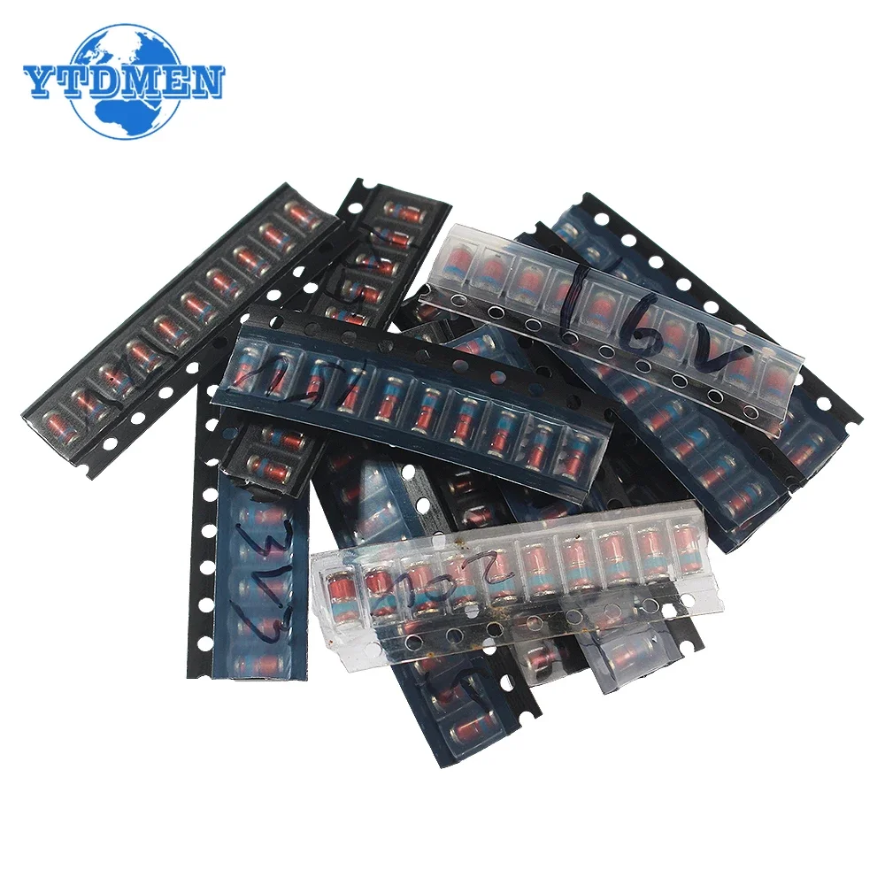 130PCS SMD LL41 Zener Diode Kit 1W Voltage Regulator Diodes Pack 3.3V 4.7V 5.1V 6.8V 7.5V 10V 12V 15V 16V 18V 20V 24V 36V