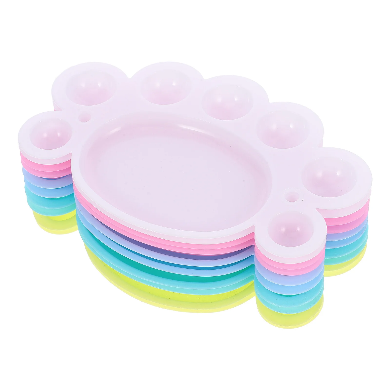 

10Pcs Durable Plastic Foot Shaped Palette Trays Easy Clean Portable for Various Paints Reusable Paint Palette Small Paint Tray