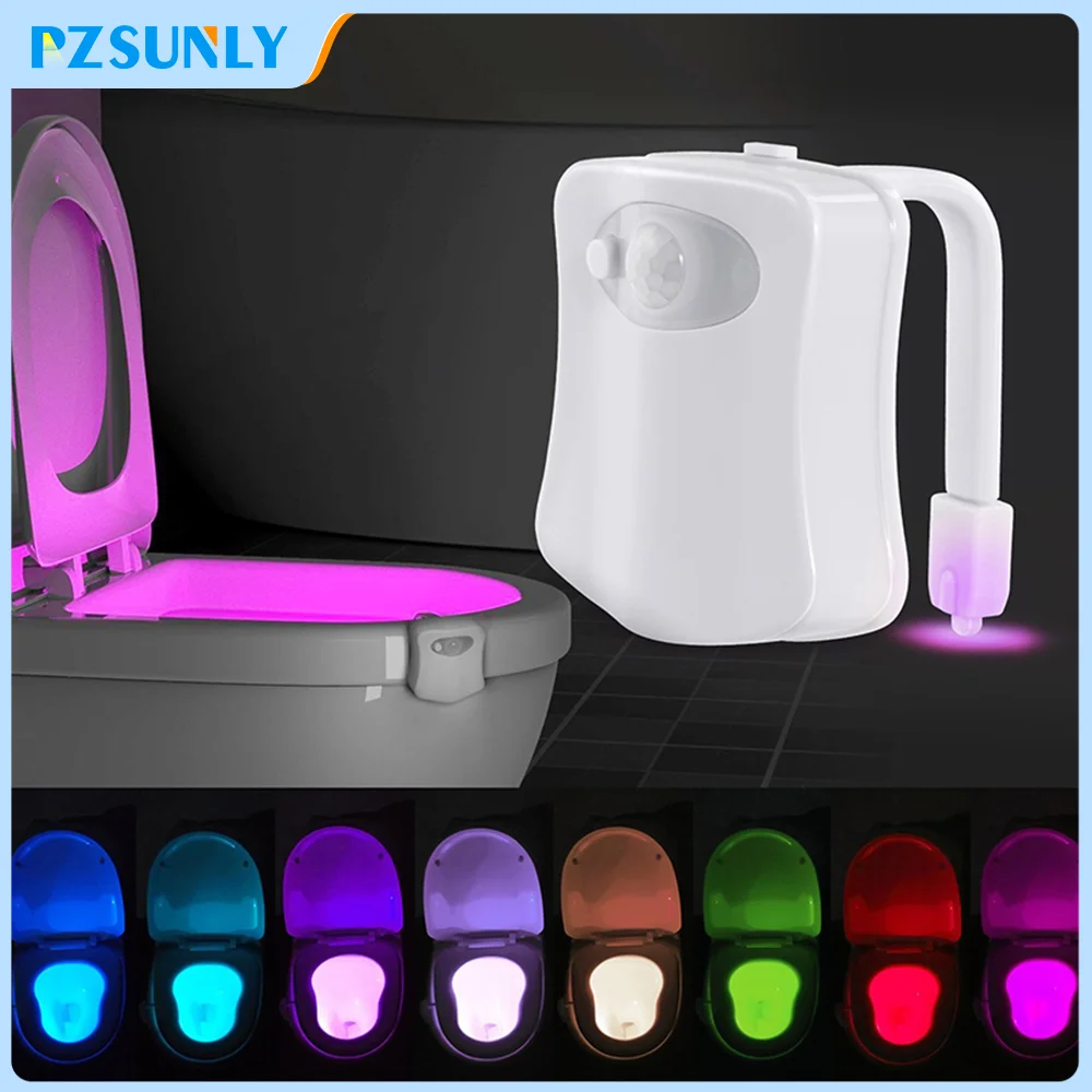 Motion Sensor Light Wireless LED Night Light RGB 8colors Lamp Toilet Bathroom Atmosphere Light Colorful Sensor LED Night Lights