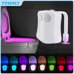 Lampka z czujnikiem ruchu Bezprzewodowa lampka nocna LED RGB 8 kolorów Lampa Toaleta Łazienka Nastrojowe oświetlenie Kolorowy czujnik Lampki nocne LED