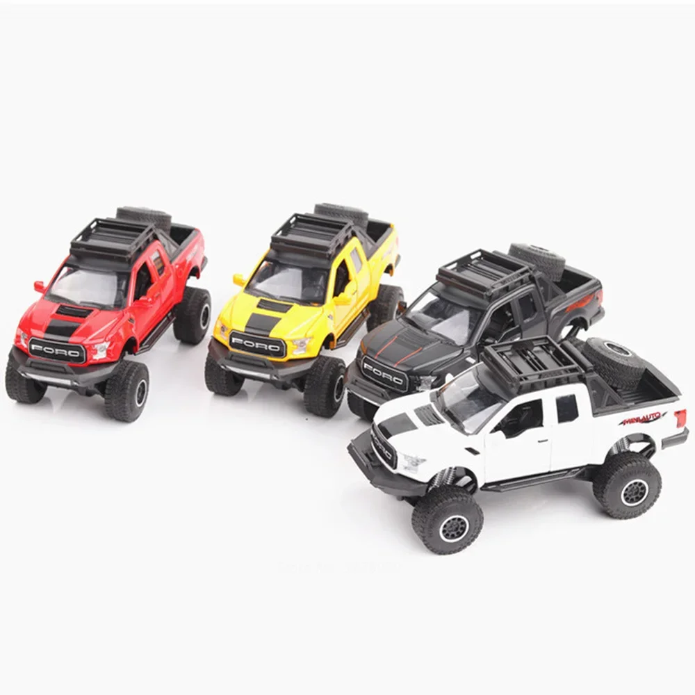 1:32 Scale F-150 SVT Raptor Alloy Diecast Models Cars Toys Doors Opened Off-road with Light Music Vehicles Boys Birthday Gifts