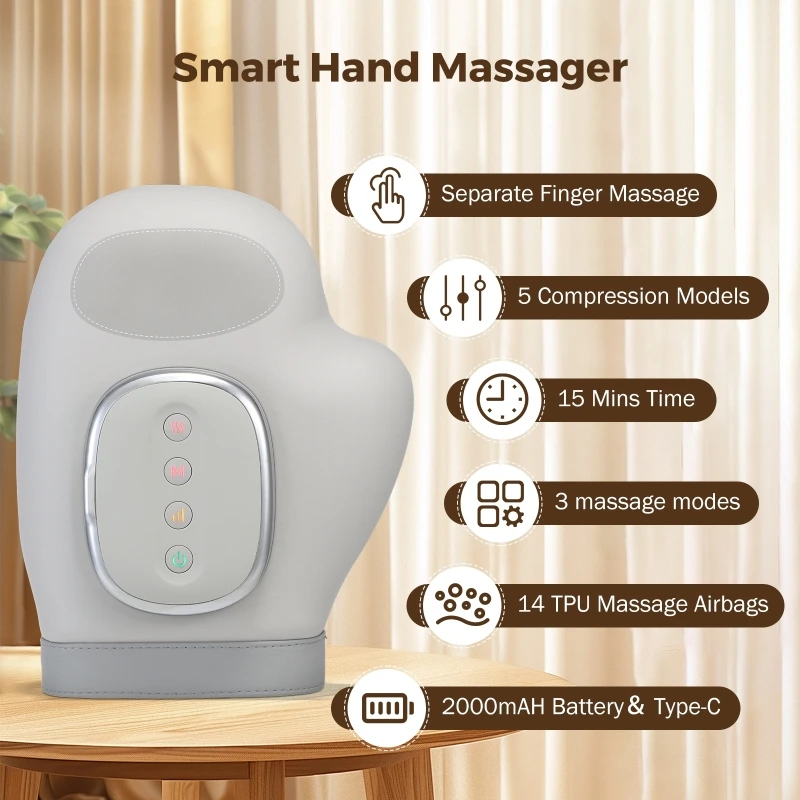 

﻿ 5-level Intelligent Hand Massager Electric Finger Massager Cordless Glove Massager Beauty Hand Finger Palm Fatigue Relieve