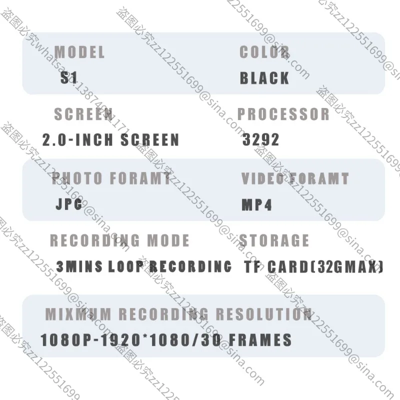 Applicable To S1 Driving Recorder 2 Inch IPS Screen Three Recording Night Vision Wide Angle High Definition Car WIFI Vehicle
