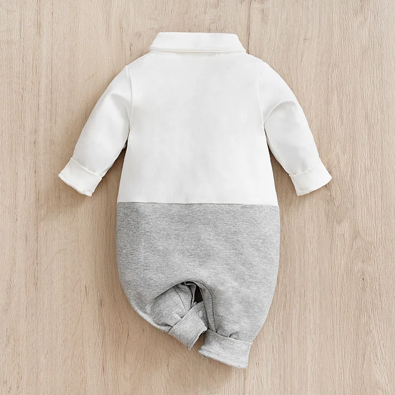 Gentleman Bow tie Style Boy Clothes Newborn Baby Romper Spring and autumn Long Sleeves cotton comfortable Infant Jumpsuits 0-18M