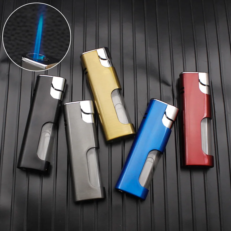 Mini Blue Flame Butane Lighter Windproof Refillable Torch Lighters Smoking Accessories Lighter Gadgets for Men Women