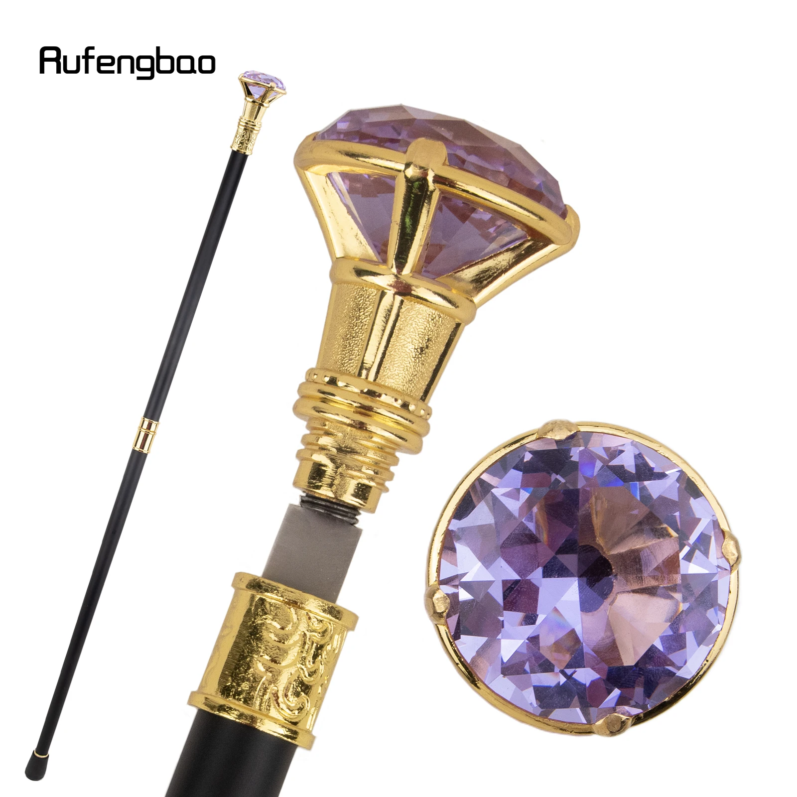 Vara Dourada Tipo Diamante com Prato Oculto, Prato de Cana, Cosplay Crosier, Moda de Defesa Pessoal, Roxo Claro, 93cm