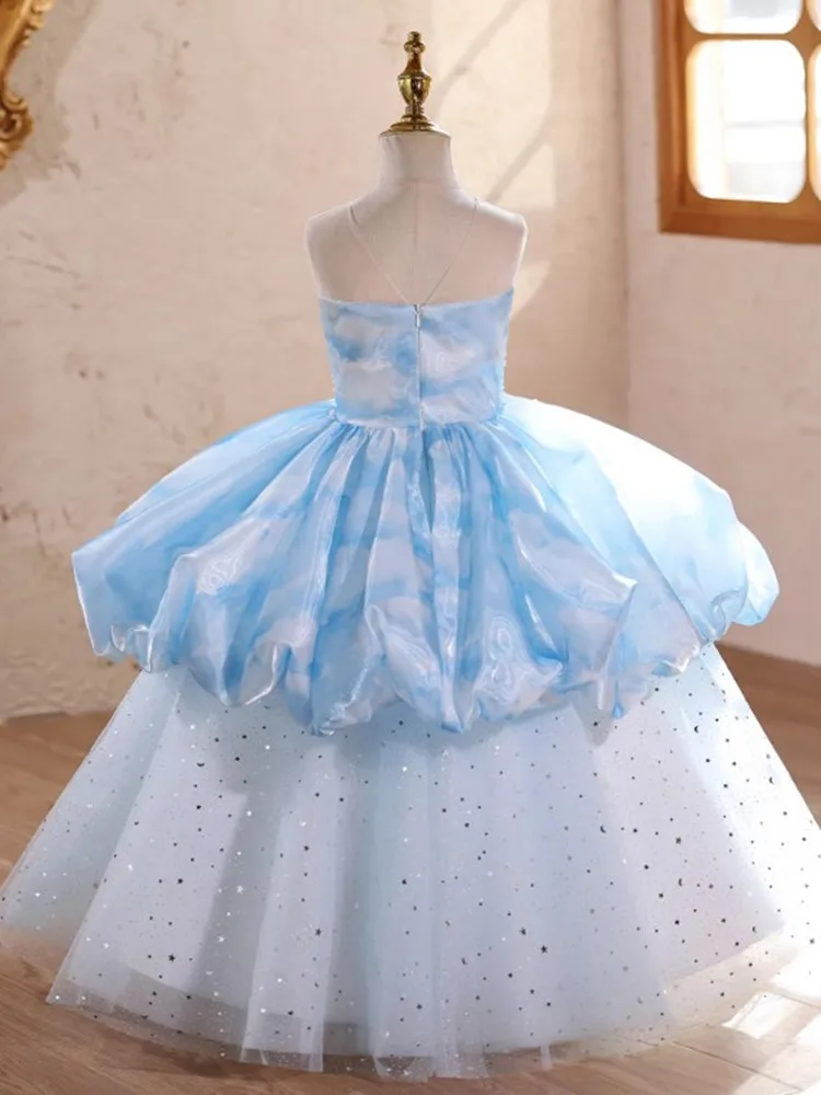 High-End Girl Evening Dress Sequined Trailing Ball Gowns Children Teenagers Formal Catwalk Host Piano Performance Vestidos A4982