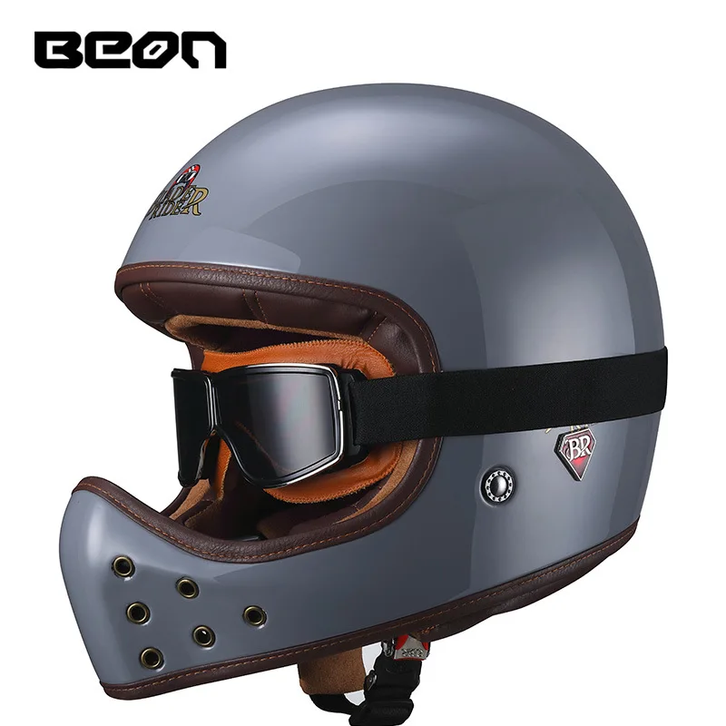 BEON BR-52 Carbon fiber Glass Vintage Full helmet for men and women Motorcycle helmets Motorcycle racing all seasons