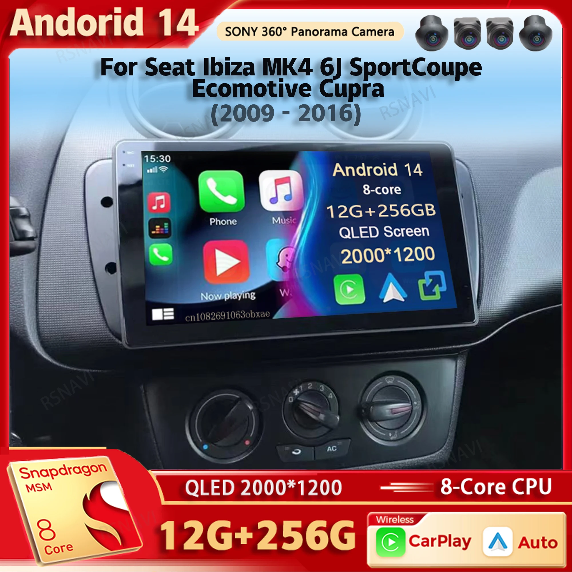 Android 14 Car Radio Multimedia Player For Seat Ibiza MK4 6J SportCoupe Ecomotive Cupra 2009 2010 2011 2012-2016 Carplay Stereo