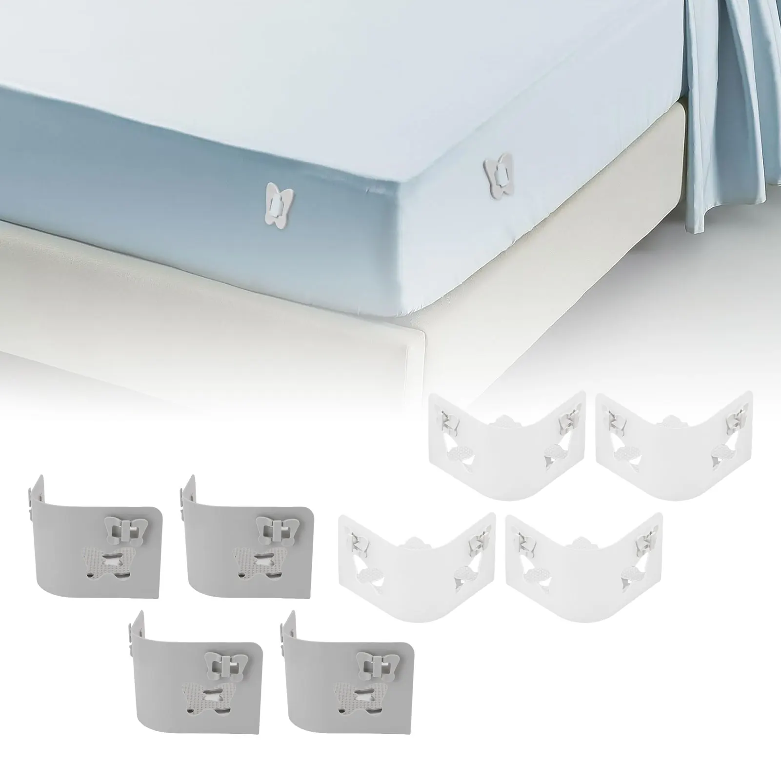 

4 шт. держатели простыней невидимые застежки-бабочки пластиковые зажимы для простыни для предотвращения простыни раздвижные пластиковые зажимы для простыни