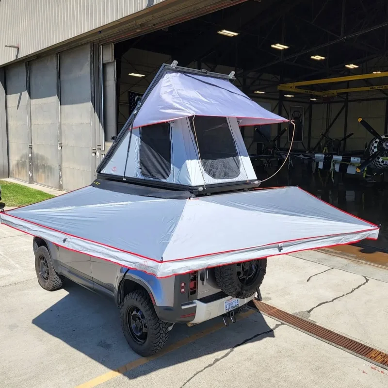 2-Person Waterproof Aluminum Foldable Car Rooftop Tent Pickup Truck Off-Road Hard Shell Roof Top for Camping