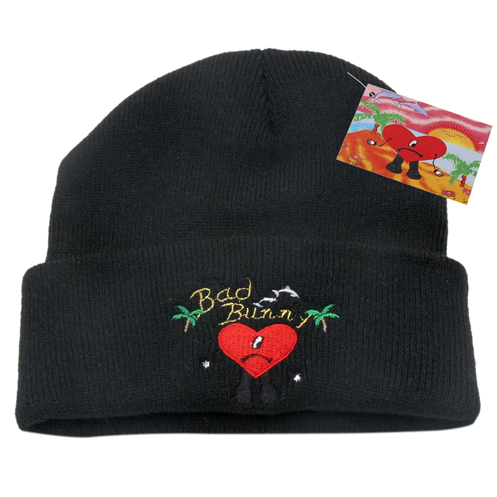 Bad Bunny Beanies Hat UN VERANO SIN TI Knitted Hats Beach Embroidery Unisex Ski  Cap