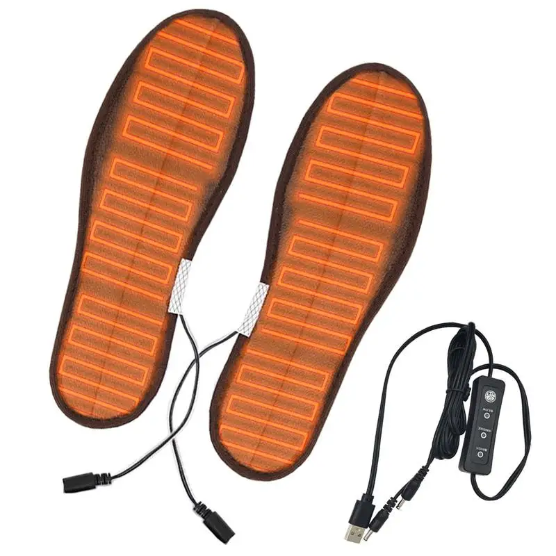 1 Pair Insoles Electric Heated Shoe Insoles Warm Socks Feet Heater USB Foot Winter Warmer Camping Hiking Accessories