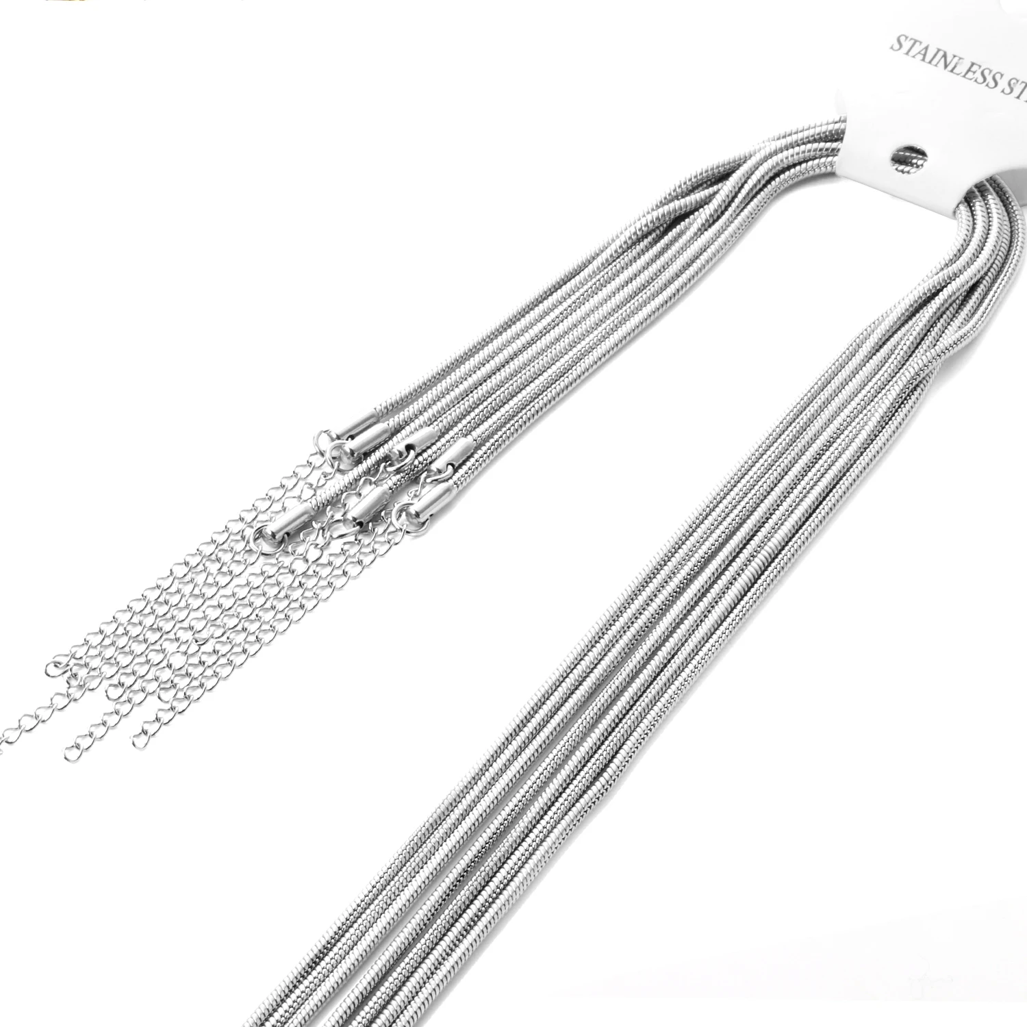 LUXUKISSKIDS 10pcs/lots 1/2mm 40/45+5cm Snake Chain Necklace Gold Color Wholesale Stainless Steel Round Rope Chains Jewelry DIY